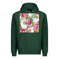 Sports Green Pink Christmas Santa Claus and gift box Premium Hoodie - NancyCooperArtShop
