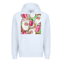 White Pink Christmas Santa Claus and gift box Premium Hoodie - NancyCooperArtShop