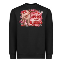 Black Valentines Day Pig Hogs And Kisses Heavyweight Sweatshirt - RanaPortraitStore
