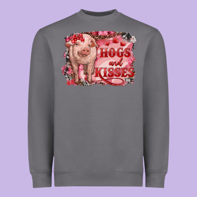 Heavyweight Sweatshirt Valentines Day Pig Hogs And Kisses