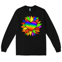 Black lgbtq color heart and sunflower Long Sleeve Tee - HRA Design Shop