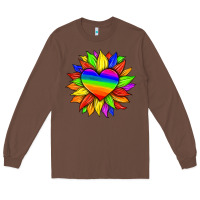 Chestnut lgbtq color heart and sunflower Long Sleeve Tee - HRA Design Shop