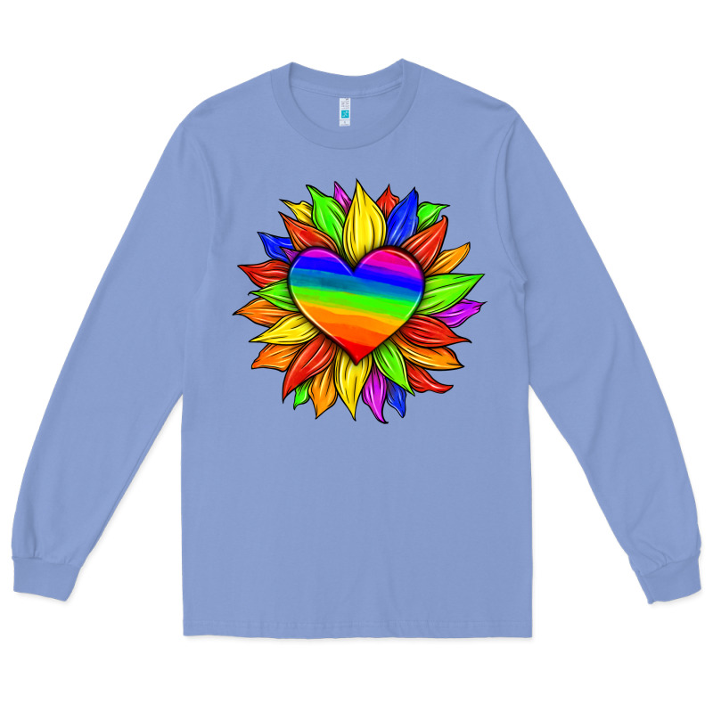 Lgbtq Color Heart And Sunflower Long Sleeve Tee by HRA Design Shop | Teevron