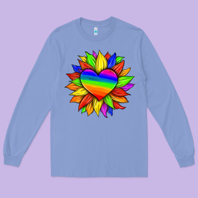 Lgbtq Color Heart And Sunflower Long Sleeve Tee Designed By Hra Design Shop