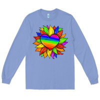 Colony Blue lgbtq color heart and sunflower Long Sleeve Tee - HRA Design Shop