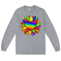 Heather Grey lgbtq color heart and sunflower Long Sleeve Tee - HRA Design Shop