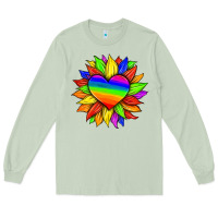 Matcha lgbtq color heart and sunflower Long Sleeve Tee - HRA Design Shop
