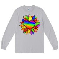 Moon Dust lgbtq color heart and sunflower Long Sleeve Tee - HRA Design Shop