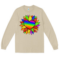 Mushroom lgbtq color heart and sunflower Long Sleeve Tee - HRA Design Shop