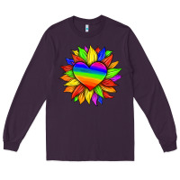 Plum lgbtq color heart and sunflower Long Sleeve Tee - HRA Design Shop