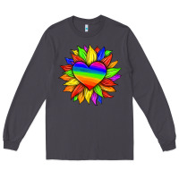 Smoke lgbtq color heart and sunflower Long Sleeve Tee - HRA Design Shop