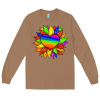Toasted Coconut lgbtq color heart and sunflower Long Sleeve Tee - HRA Design Shop