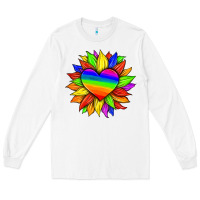 White lgbtq color heart and sunflower Long Sleeve Tee - HRA Design Shop