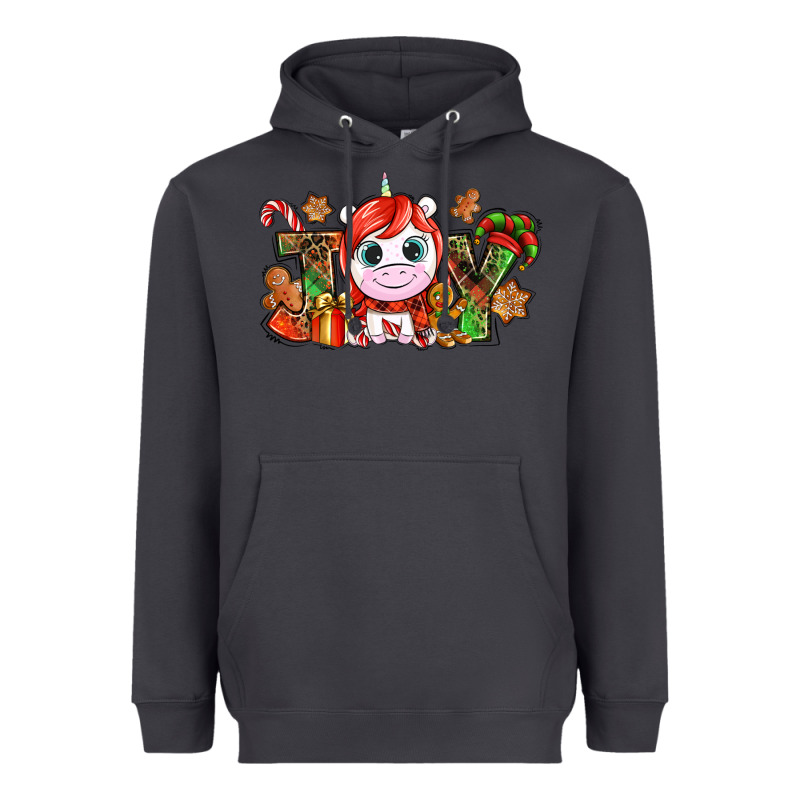 Joy Unicorn Christmas Heavyweight Hoodie by NancyCooperArtShop | Teevron