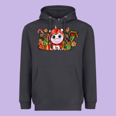 Joy Unicorn Christmas Heavyweight Hoodie Designed By Nancycooperartshop