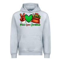Heather Grey peace love Christmas Santa Claus hand Urban Hoodie - Jasminsmagicworld