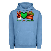 Pigment Pebble Blue peace love Christmas Santa Claus hand Urban Hoodie - Jasminsmagicworld