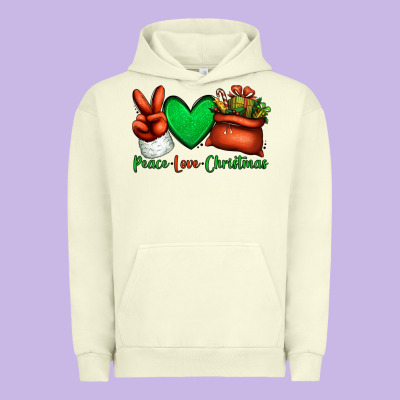 Peace Love Christmas Santa Claus Hand Urban Hoodie Designed By Jasminsmagicworld