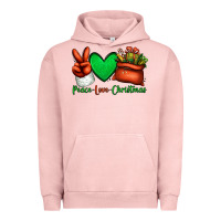 Pigment Salmon peace love Christmas Santa Claus hand Urban Hoodie - Jasminsmagicworld