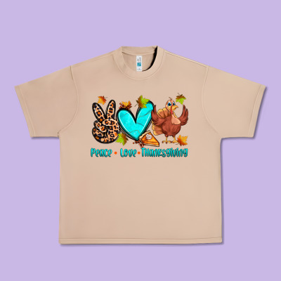 Peace Love Thanksgiving Urban Heavy Tee Designed By Zillion Design Studio