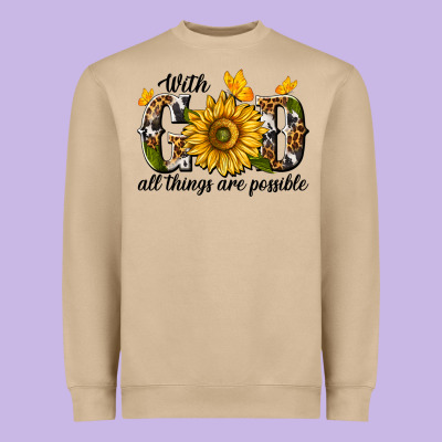 With God All Things Are Possible Heavyweight Sweatshirt Designed By Texasbilliewilder