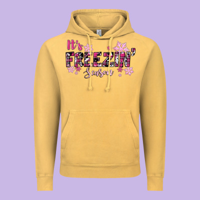 Vintage Hoodie It's Freezin Season Pink Christmas