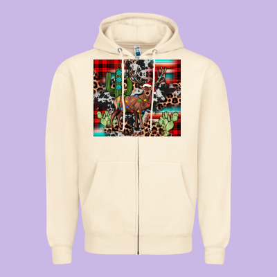 Christmas Reinder Zipper Hoodie Designed By Jahusdesignshop