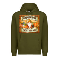 Army Green Pumpkin Spice Everything Nice Gnome Premium Hoodie - MaliasSmallBusiness