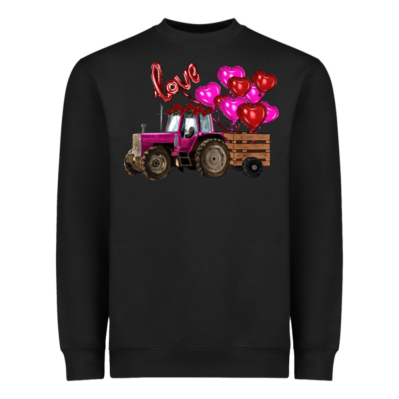 Valentine's Day Pink Tractor With Pin Heart Balloons Heavyweight Sweatshirt by RanaPortraitStore | Teevron