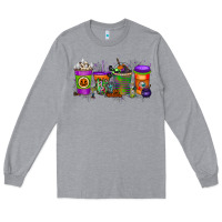 Heather Grey Halloween Coffee Drink Long Sleeve Tee - RacoonDesign