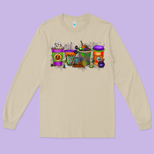 Halloween Coffee Drink Long Sleeve Tee Designed By Racoondesign