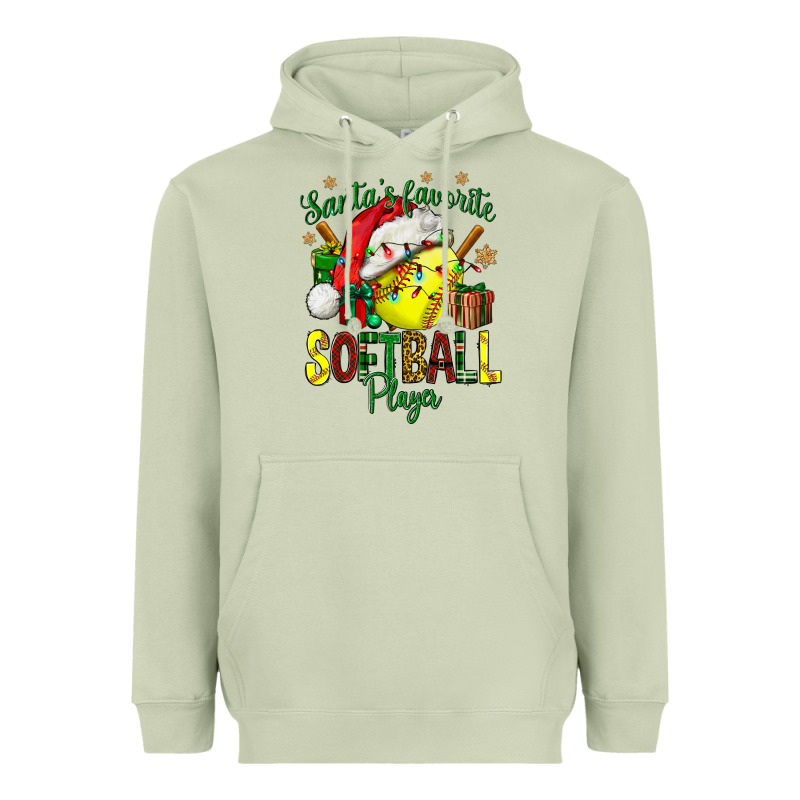 Santa's Favorite Softball Player Heavyweight Hoodie by NancyCooperArtShop | Teevron