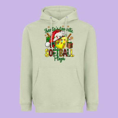 Santa's Favorite Softball Player Heavyweight Hoodie Designed By Nancycooperartshop