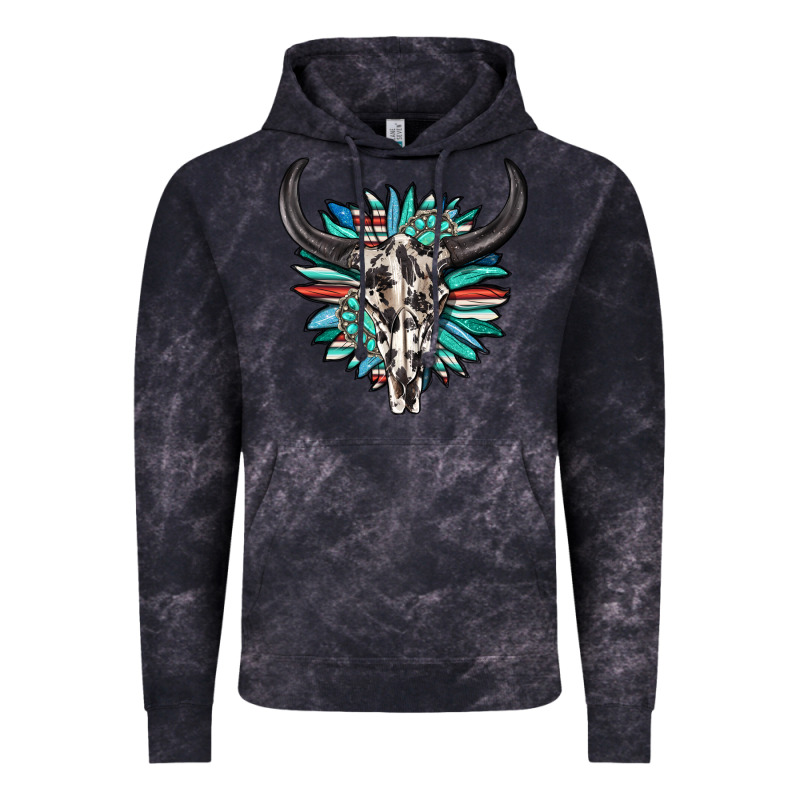 Western Bull Skull With Sunflower And Gemstone Vintage Hoodie by texasbilliewilder | Teevron
