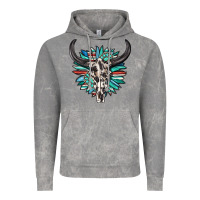 Cloud Rock western bull skull with sunflower and gemstone Vintage Hoodie - texasbilliewilder