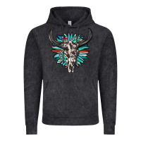 Vintage Black western bull skull with sunflower and gemstone Vintage Hoodie - texasbilliewilder