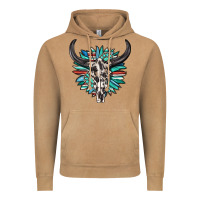 Vintage Camel western bull skull with sunflower and gemstone Vintage Hoodie - texasbilliewilder