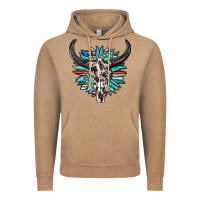 Vintage Coffee western bull skull with sunflower and gemstone Vintage Hoodie - texasbilliewilder