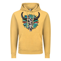 Vintage Mustard western bull skull with sunflower and gemstone Vintage Hoodie - texasbilliewilder