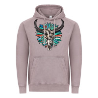 Vintage Zinc western bull skull with sunflower and gemstone Vintage Hoodie - texasbilliewilder