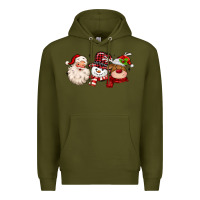Army Green santa snowman reindeer Premium Hoodie - MaliasSmallBusiness