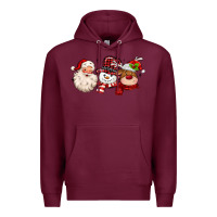 Burgundy santa snowman reindeer Premium Hoodie - MaliasSmallBusiness