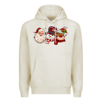 Oatmeal Heather santa snowman reindeer Premium Hoodie - MaliasSmallBusiness
