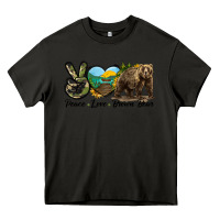 Asphalt Peace Love Brown Bear Heavy Core Tee - LillyAllenDesigns