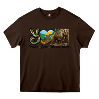 Chocolate Brown Peace Love Brown Bear Heavy Core Tee - LillyAllenDesigns