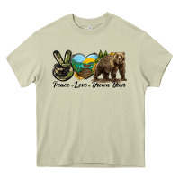 Mossy Peace Love Brown Bear Heavy Core Tee - LillyAllenDesigns