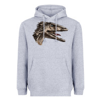 Heather Grey Deinonychus Face Heavyweight Hoodie - LillyAllenDesigns
