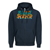 Navy Blessed Mama Zipper Hoodie - Artiststas