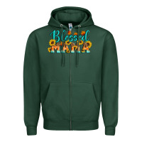 Sports Green Blessed Mama Zipper Hoodie - Artiststas