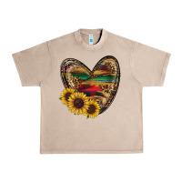 Western Sunflowers Heart Urban Heavy Tee | Teevron